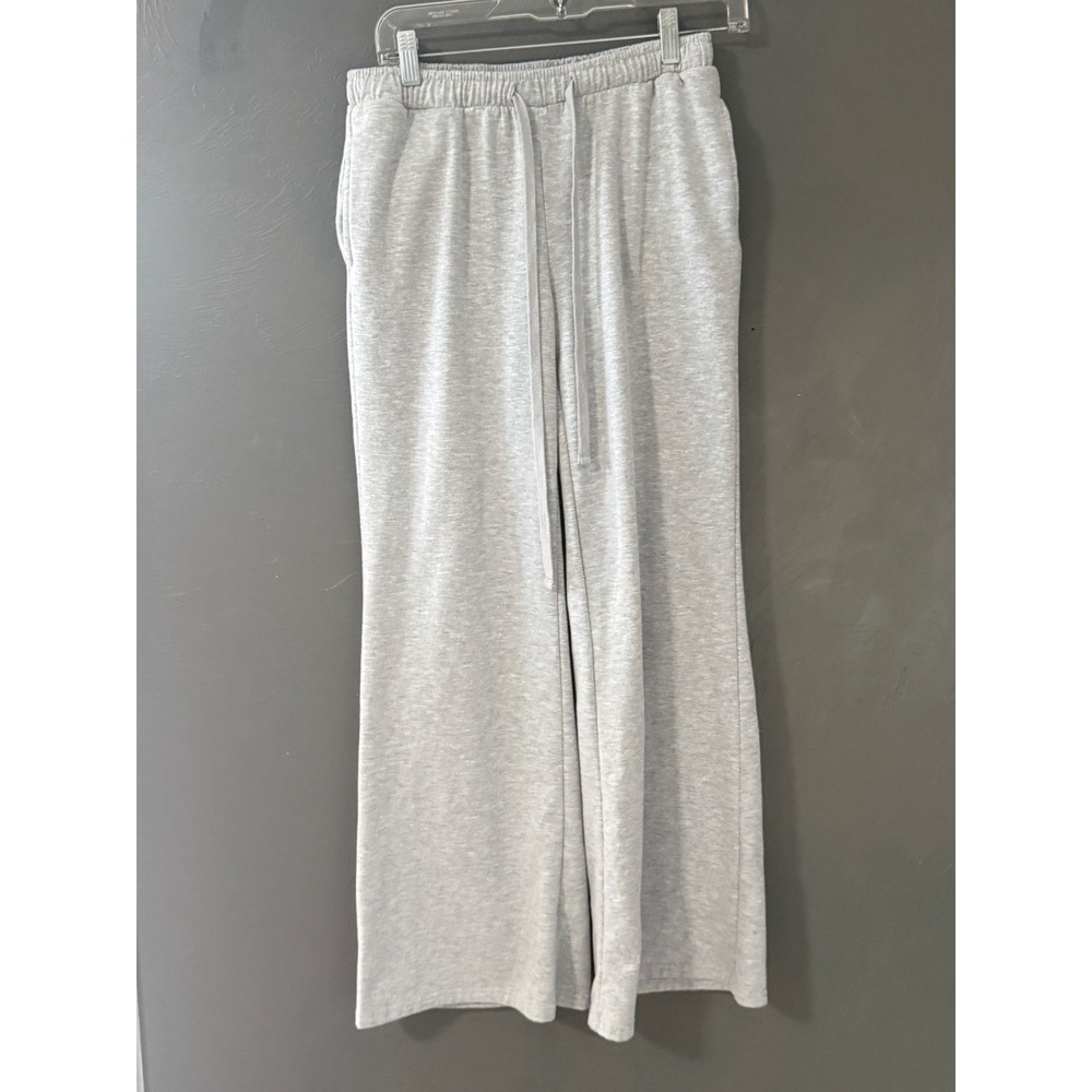 Shosho Womens Gray Wide Leg Sweatpants High Rise Drawstring Lounge Pants L